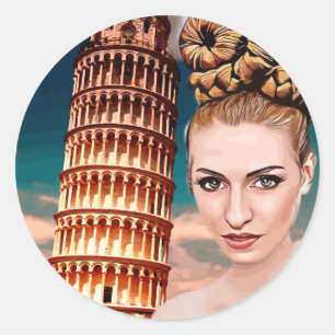 Schöner Schieftturm der Pisa abstrakte Kunst Runder Aufkleber