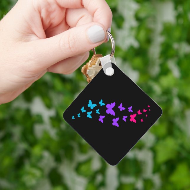 Schöner Schmetterling Androgynous Pride Design Schlüsselanhänger (Hand)