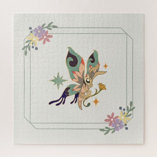 Schöner Schmetterling, beige Hintergrund Puzzle (Vertikal)