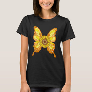 Schöner Schmetterling Gelbe Blume Gärtner Hippie T-Shirt