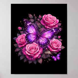 Schöner Schmetterling Lila Rose Schmetterlingslieb Poster