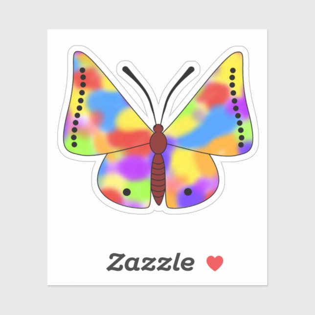 Schöner Schmetterling mit Regenbogenflügeln Aufkleber (Blatt)