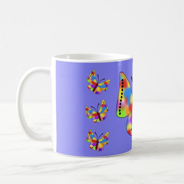 Schöner Schmetterling mit Regenbogenflügeln Kaffeetasse (Links)