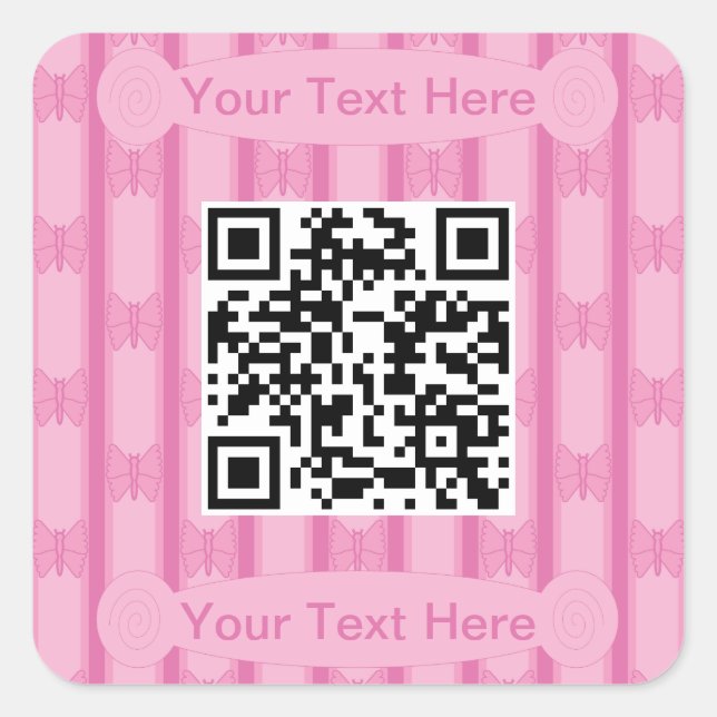 Schöner Schmetterling QR-Code Quadratischer Aufkleber (Vorderseite)