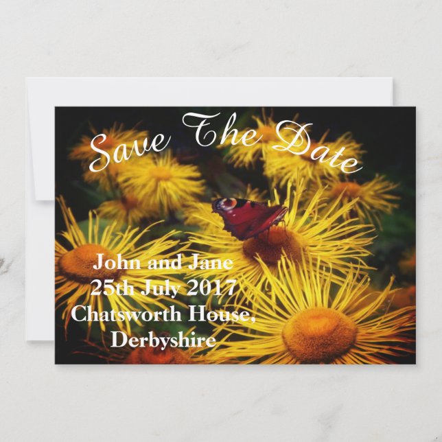 Schöner Schmetterling rettet die Daten Save The Date (Vorderseite)