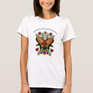 Schöner Schmetterling und farbenfrohe Blumen T-Shirt