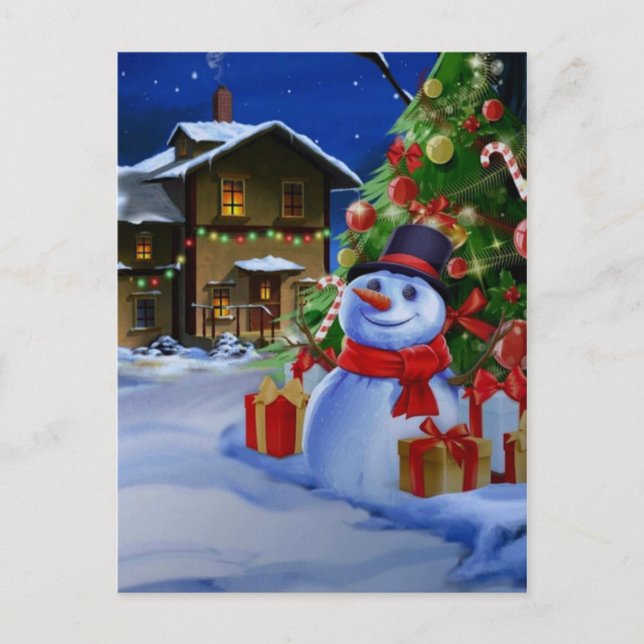schöner Schneemann Postkarte (Vorderseite)
