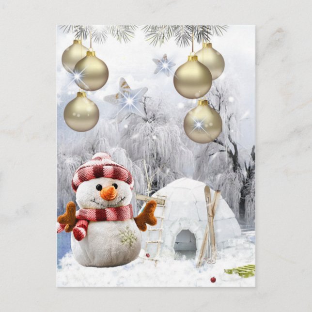 schöner Schneemann Postkarte (Vorderseite)