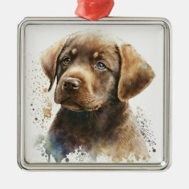 SCHÖNER SCHOKOLADENLABRADOR RETRIEVER HUND ORNAMENT AUS METALL