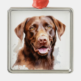 SCHÖNER SCHOKOLADENLABRADOR RETRIEVER HUND ORNAMENT AUS METALL