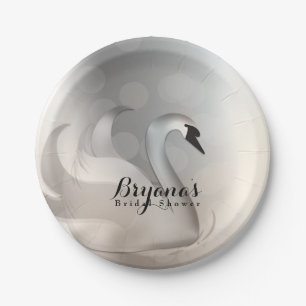 Schöner Schwan Silber Chic Elegante Party Pappteller