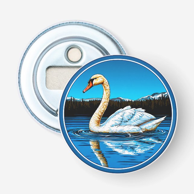 Schöner Schwan Vogel Flaschenöffner (Vorderseite)