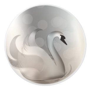 Schöner Schwan Weiß & Silber Elegant Benutzerdefin Keramikknauf