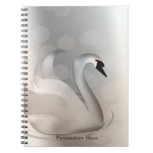 Schöner Schwan Weiß & Silber Elegant Benutzerdefin Notizblock