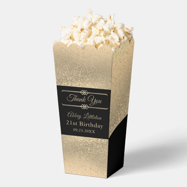 Schöner Schwarz-Gold-Glitzer Geschenkschachtel (Geplatzt)