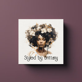 Schöner Schwarzer Frauenhaus Makeup Stylist Quadratische Visitenkarte