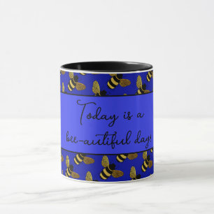 SCHÖNER SCHWARZER GOLD BUMBLEBEE GLÜCKLICHER BEE T TASSE