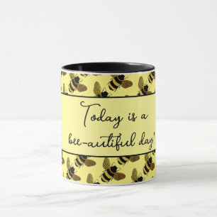 SCHÖNER SCHWARZER GOLD BUMBLEBEE GLÜCKLICHER BEE T TASSE
