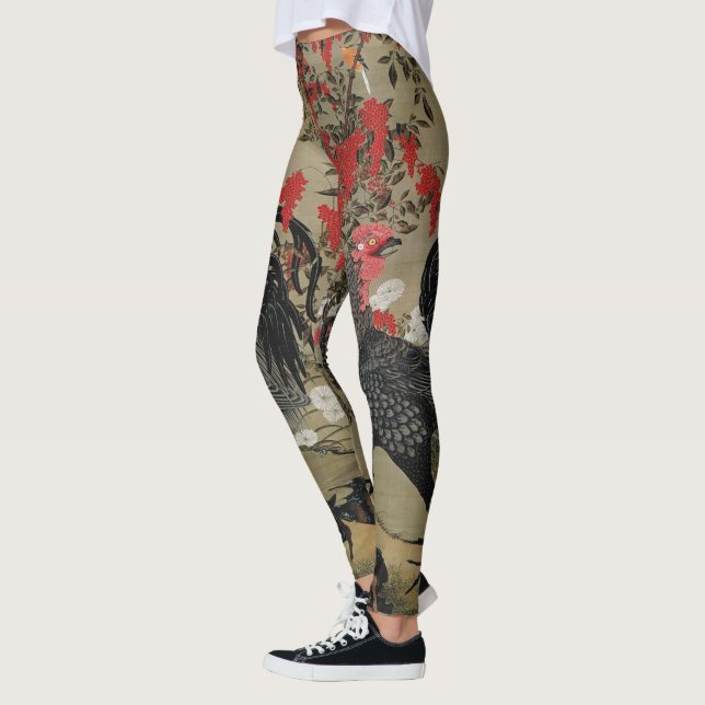 Schöner schwarzer Hahn Leggings (Links)