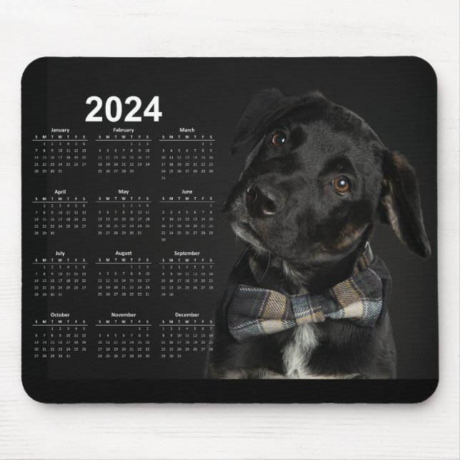 Schöner Schwarzer Labrador Retriever 2024 Kalender Mousepad (Vorne)