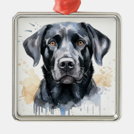 SCHÖNER SCHWARZER LABRADOR RETRIEVER HUND ORNAMENT AUS METALL