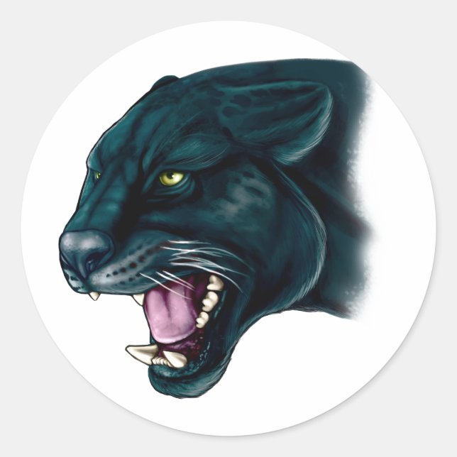 Schöner Schwarzer Panther Runder Aufkleber (Vorderseite)