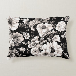 Schöner schwarzer und leichter Sepiaton floral Dekokissen