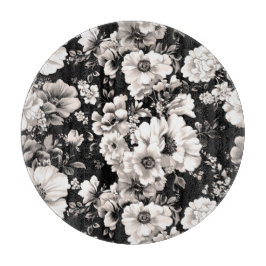 Schöner schwarzer und leichter Sepiaton floral Schneidebrett