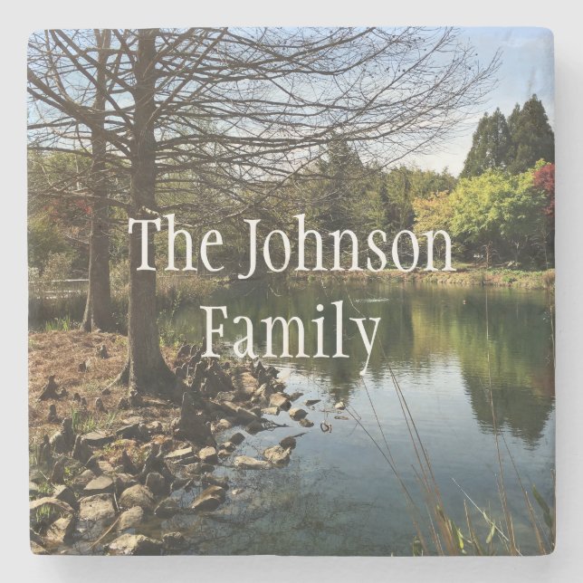 Schöner See Foto Steinuntersetzer (Vorderseite)