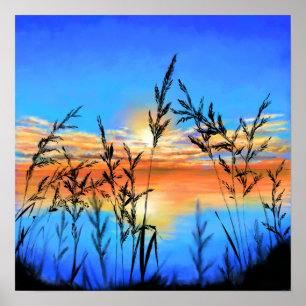 Schöner See-Sonnenuntergang - Spiegel - Originalge Poster