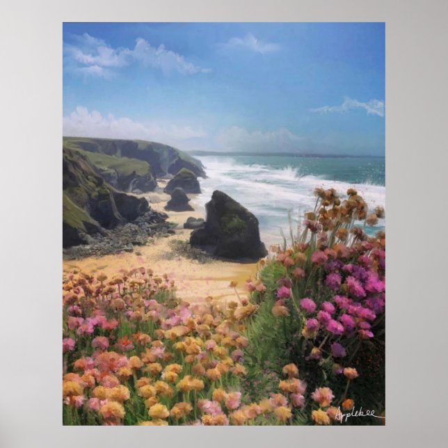 Schöner See- und Klippenhintergrund für Videoanruf Poster (Vorne)