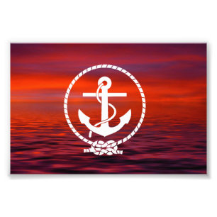 Schöner Seeanker-Sonnenaufgang-bunte Wolke Fotodruck