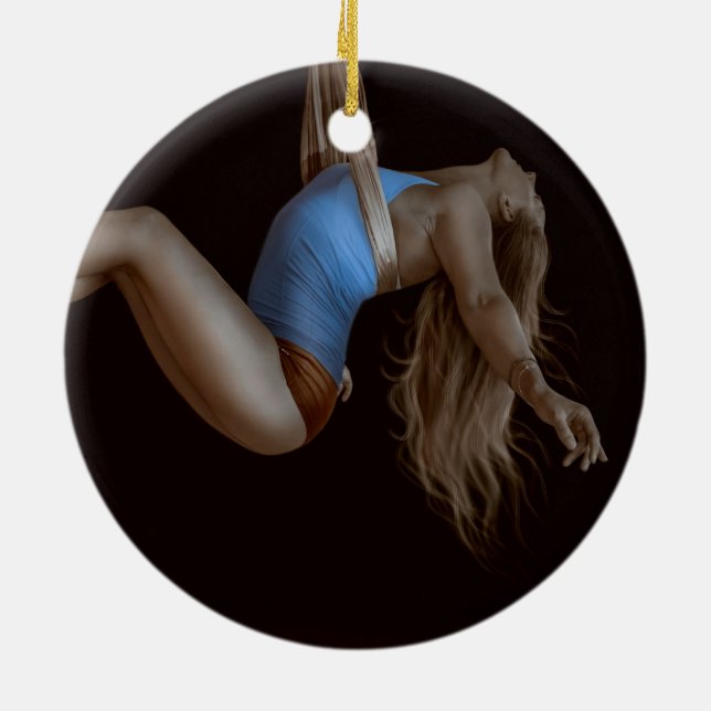 Schöner Seidenholzperformer Keramikornament (Hinten)