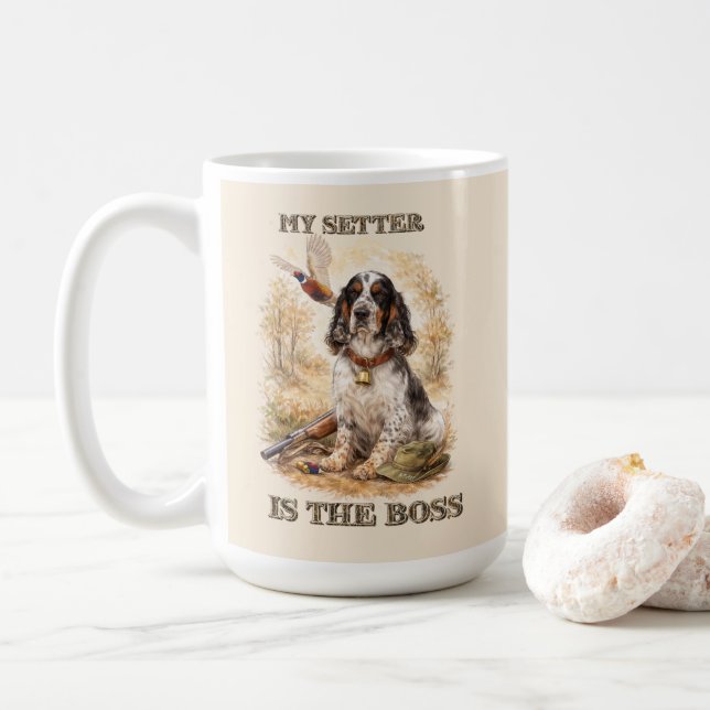 Schöner Setter mit Fasanen, Kunst Kaffeetasse (Mit Donut)