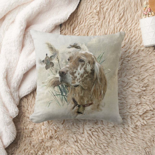 Schöner Setter mit Fasanen, Kunst Kissen (Decke)