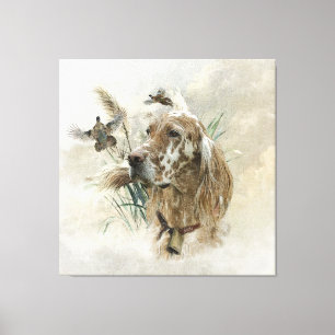 Schöner Setter mit Fasanen, Kunst Leinwanddruck