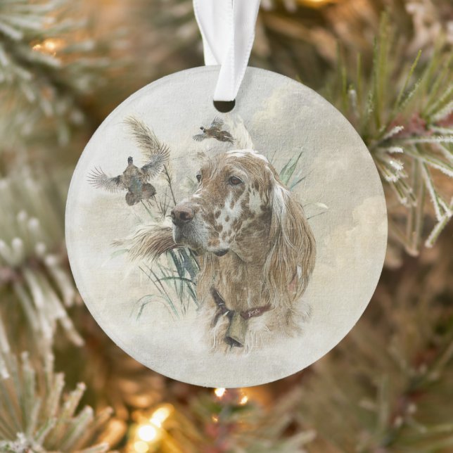 Schöner Setter mit Fasanen, Kunst Ornament (Baum)