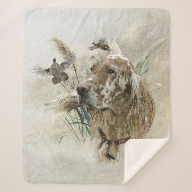 Schöner Setter mit Fasanen, Kunst Sherpadecke (Vorderseite)