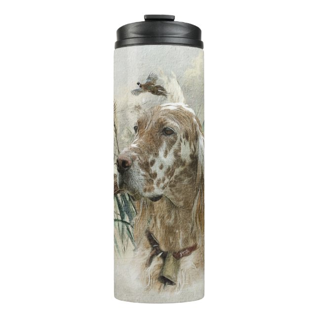 Schöner Setter mit Fasanen, Kunst Thermosbecher (Vorderseite)