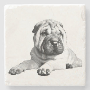Schöner Shar Pei Marmor-Unterleger Steinuntersetzer