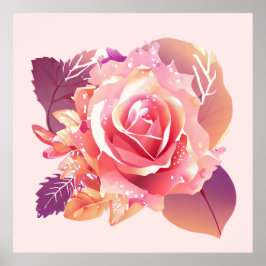 Schöner Single Pink Rose Poster