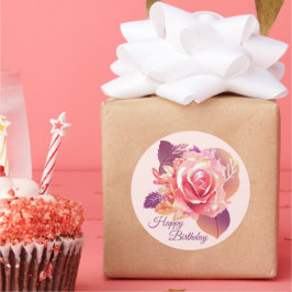 Schöner Single Pink Rose Runder Aufkleber