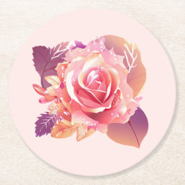 Schöner Single Pink Rose Runder Pappuntersetzer