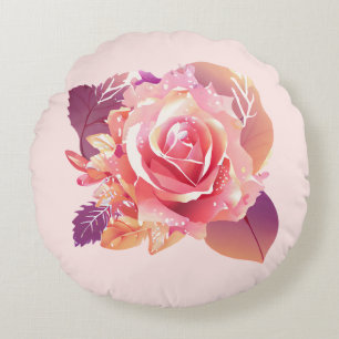 Schöner Single Pink Rose Rundes Kissen