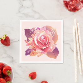 Schöner Single Pink Rose Serviette