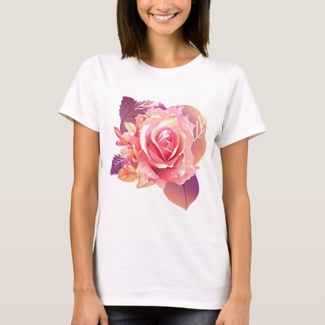 Schöner Single Pink Rose T-Shirt (Vorderseite)