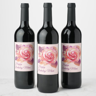 Schöner Single Pink Rose Weinetikett