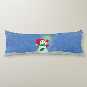 Schöner Snowman auf Sky Blue Body Pillow Seitenschläferkissen