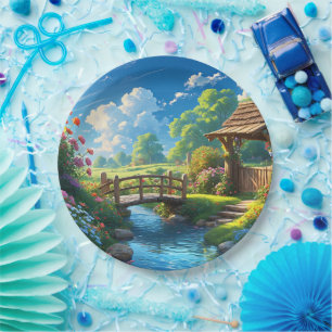 Schöner Sommer, bunte Illustration, Pappteller