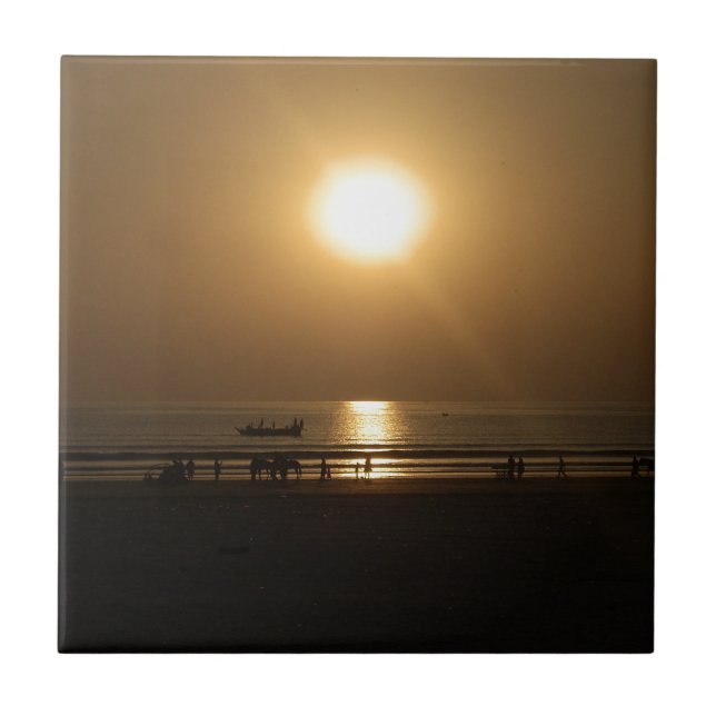 Schöner Sommerabend Fliese (Vorderseite)